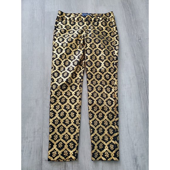 Old Navy Womens Pixie Black & Gold Print Dress Pants Mid rise, Size 4, 28"× 26" - Picture 5 of 10